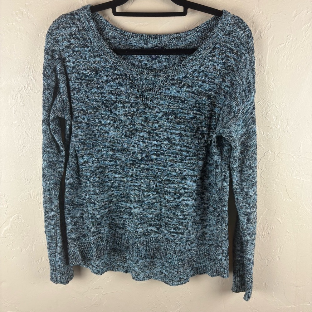 American Eagle AE Blue Knit Women's Sweater Marled Metallic Women’s size Medium